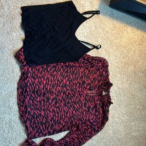 Allison Joy sheer gathered collar top with black camisole